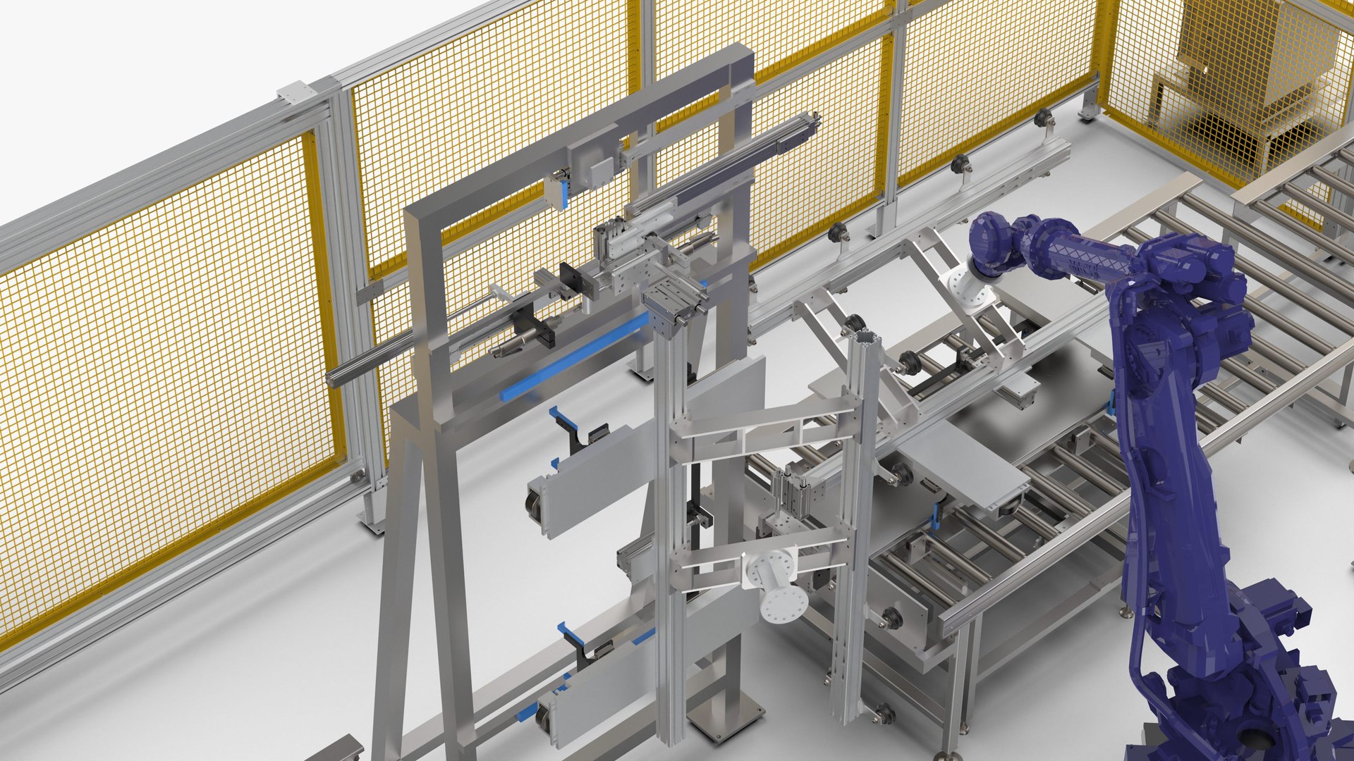 Automatic Loading And Unloading Robot Powder Spraying Line 3D ...