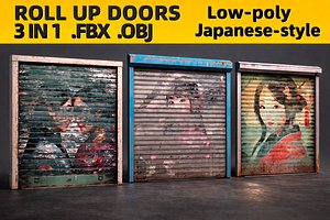 Rolling Shutter Doors Low Poly 3D model