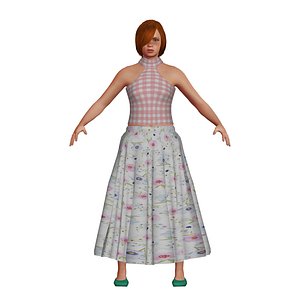 Red Head Girl Long Skirt