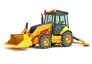 3D backhoe loader