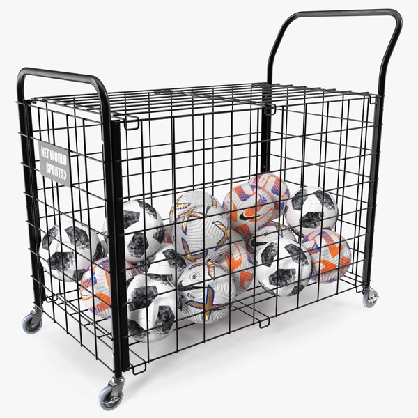 Black Metal Organizer Containing Soccer Balls 3D model TurboSquid 2049098