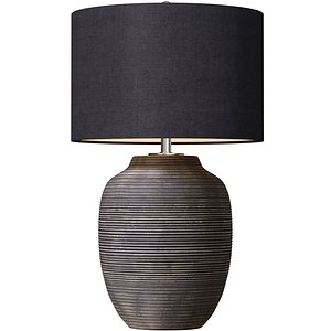 Black Fluted Rustic European bedside Nightstand Table Lamp 3D model 3D model