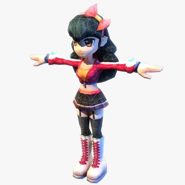 anime girl red 3D model