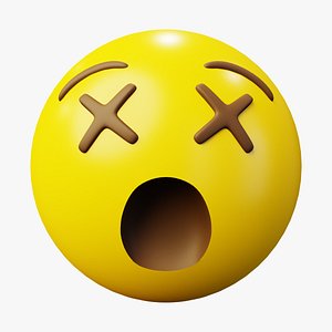 3D model Faint or Dead Face Emoticon Emoji or Smiley