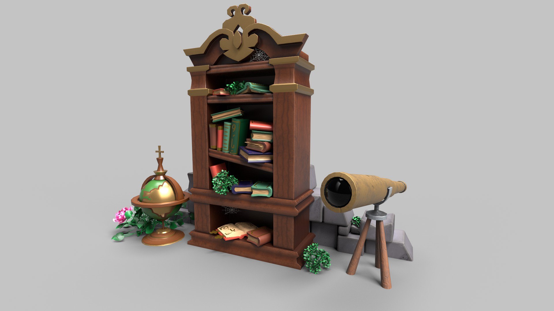 Stylized bookcase model - TurboSquid 1844732