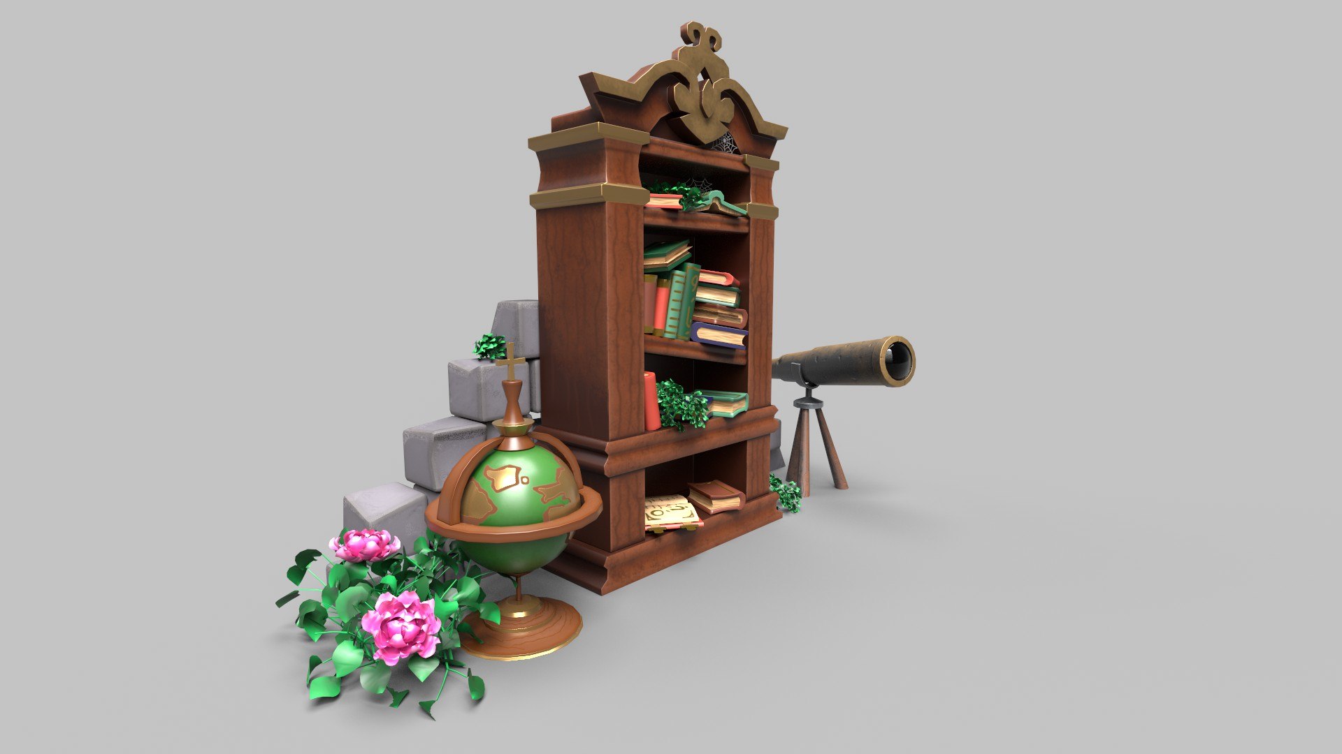 Stylized bookcase model - TurboSquid 1844732