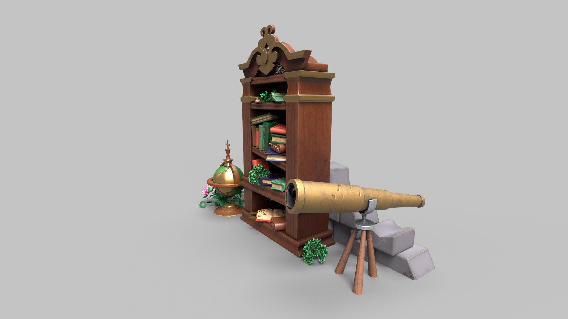 Stylized bookcase model - TurboSquid 1844732