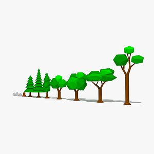 3D Low Poly Trees Rocks  Stones
