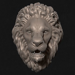 3D lion stare sculpture head model