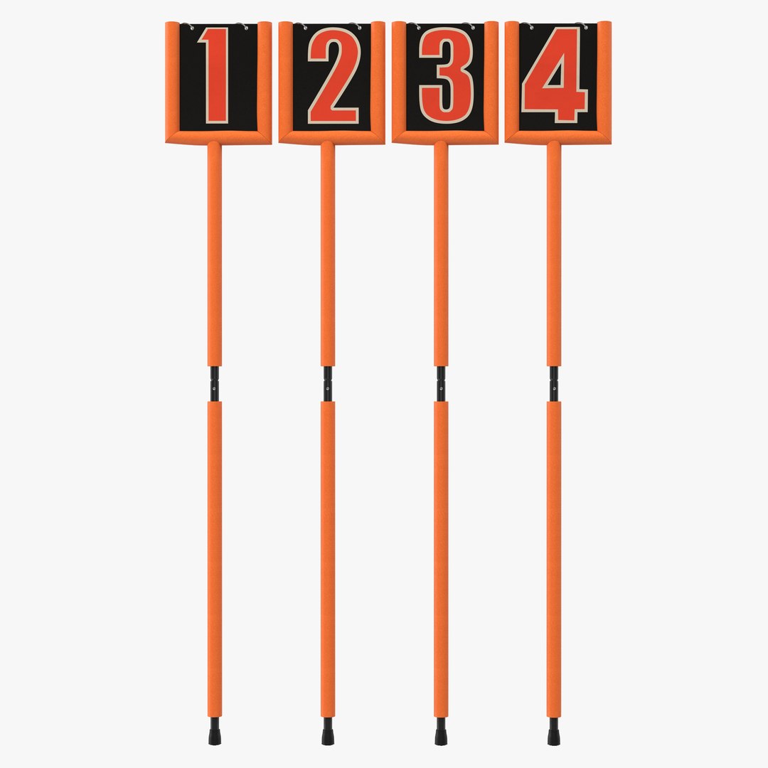 American Football Down Markers 3D Models Set 3D model preview