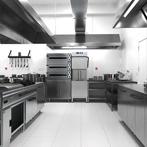 Equipped Commercial Kitchen 3D model