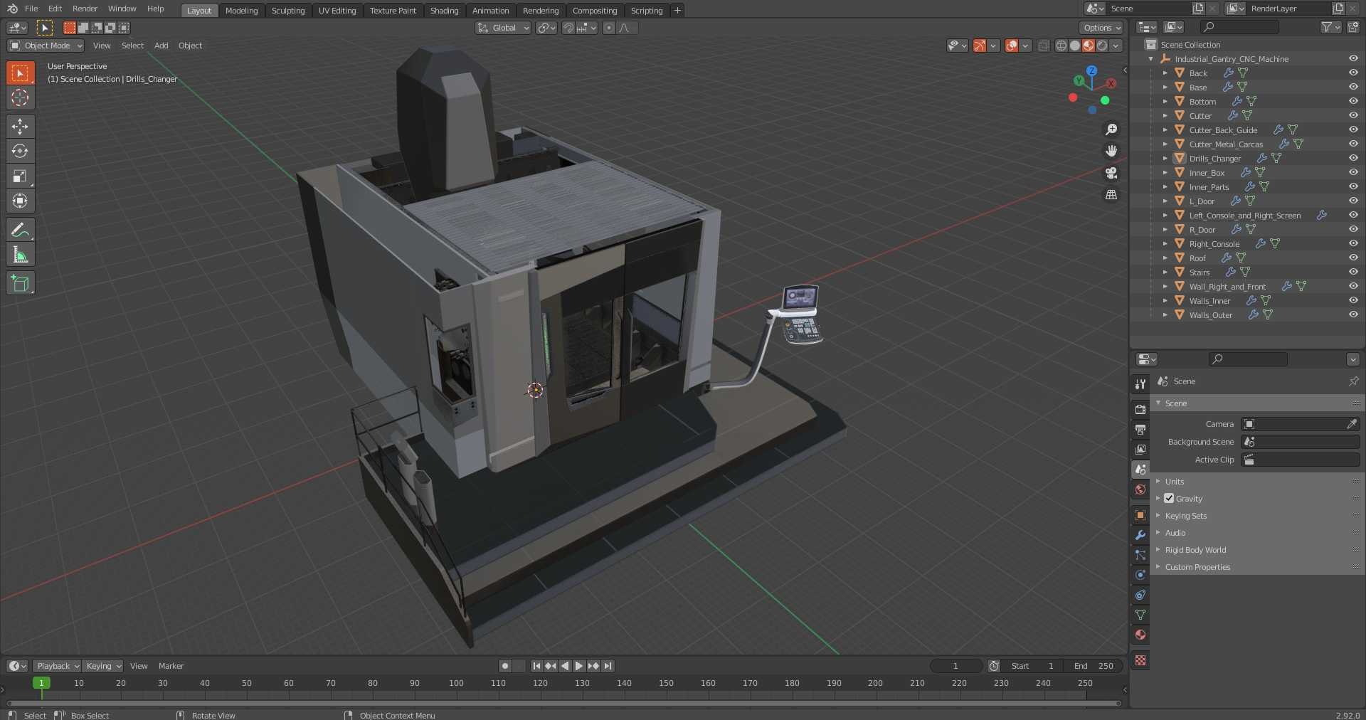 3D Industrial Gantry CNC Machine Model - TurboSquid 2287711