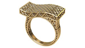 3D model wired wave ring
