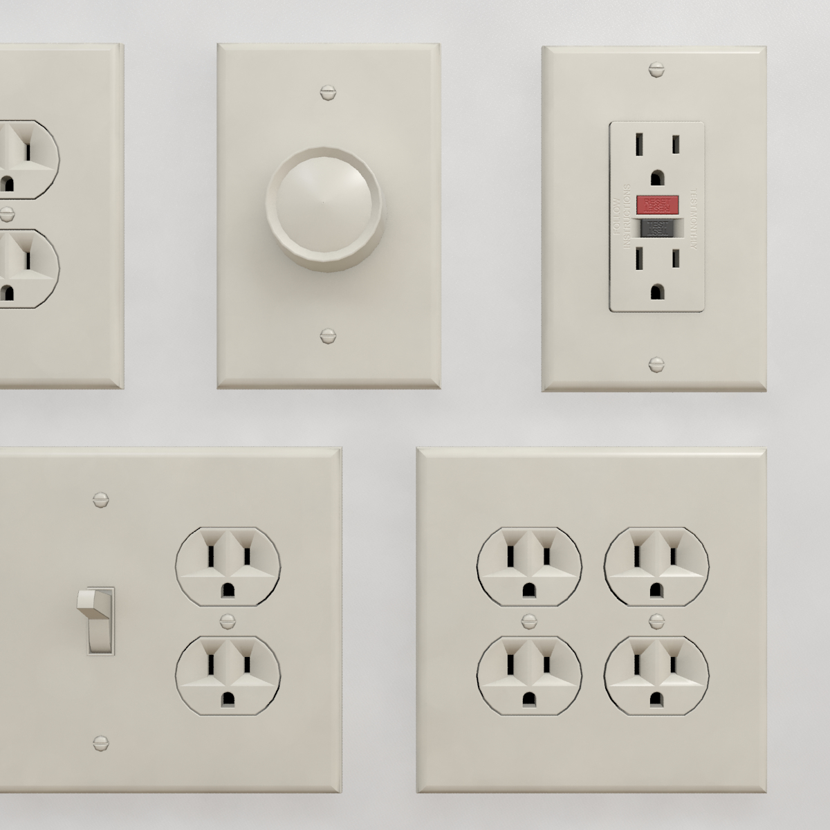 switches outlets 3d obj