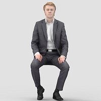 John Business Sitting 1 - 3D Human Model