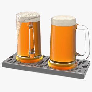 Stainless Steel Drip Tray with Beer Mugs