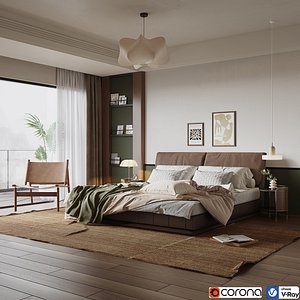 3D model Cozy Bedroom interior scene