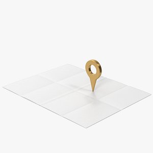 Map Paper And Gold Pin