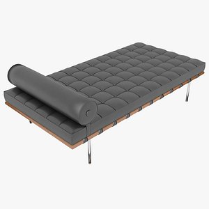 3D model Knoll Black Leather Barcelona Couch