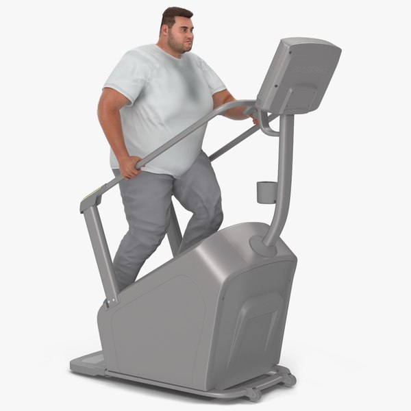 3D Fat Guy on a Stair Stepping Workout Fur