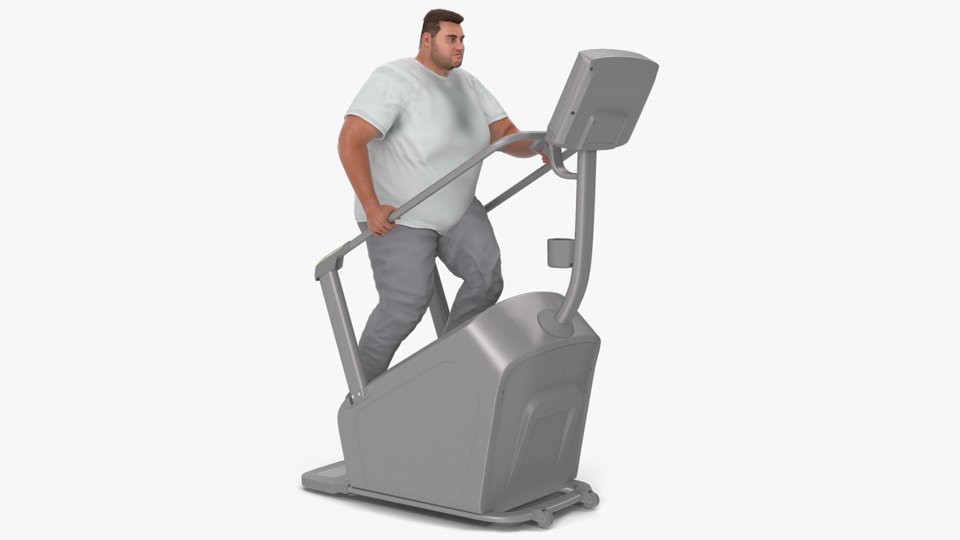 Fat Guy on a Stair Stepping Workout Fur 3D model preview