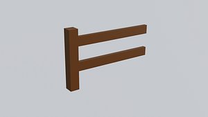Farm wooden fence with texture 3D model