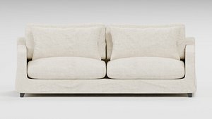 Cream Sofa with Rounded Arms and Loose Cushions