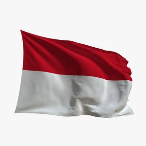 Realistic Animated Flag - Microtexture Rigged - Put your own texture - Def Indonesia 3D model
