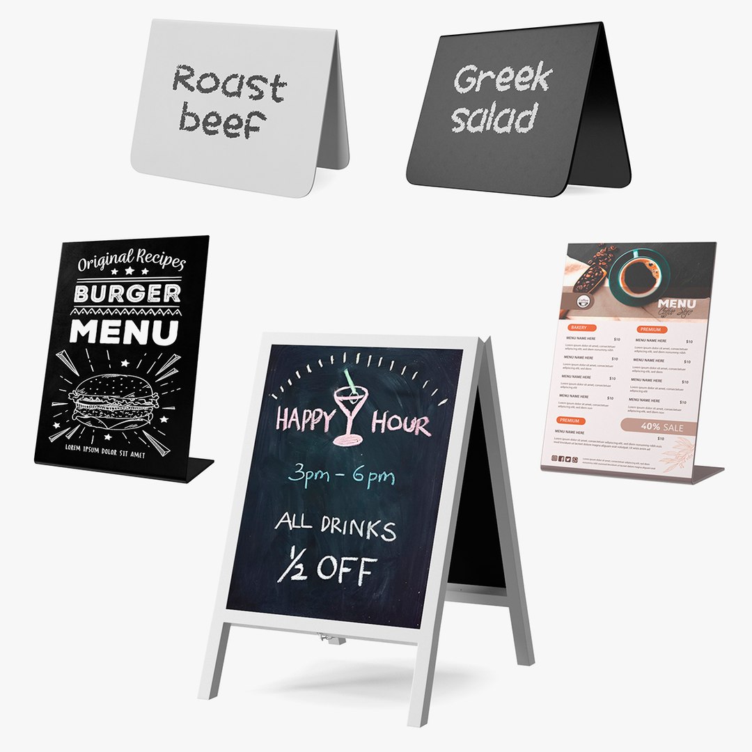 Chalkboard Signs Collection 3 3D model preview