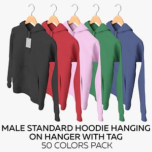 Male Standard Hoodie Hanging on Hanger With Tag 50 Colors Pack 3D model
