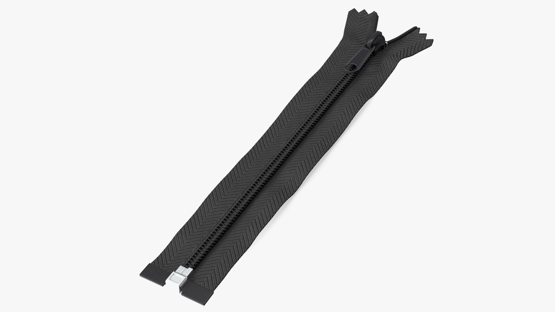 Open End Nylon Coil Zipper Black 3D model preview