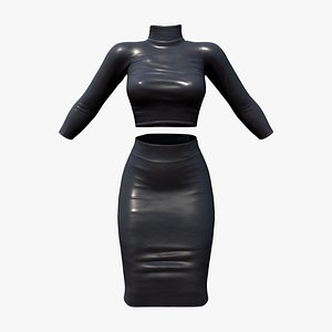 Leather Top and Skirt Outfit 3D model