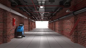 3D Stadium Tunnel and Locker Room