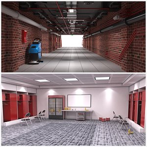 3D Stadium Tunnel and Locker Room