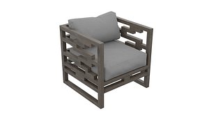 Wooden outdoor armchair 3D model