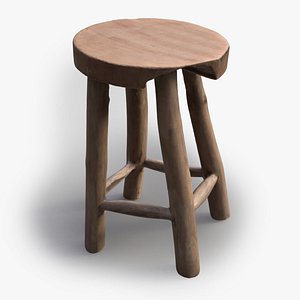 3ds max scandinavian vintage wood stool