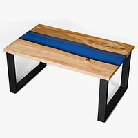 Square Table with Epoxy Resin
