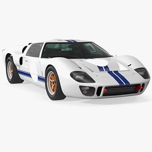 Classic Racing Car White Rigged