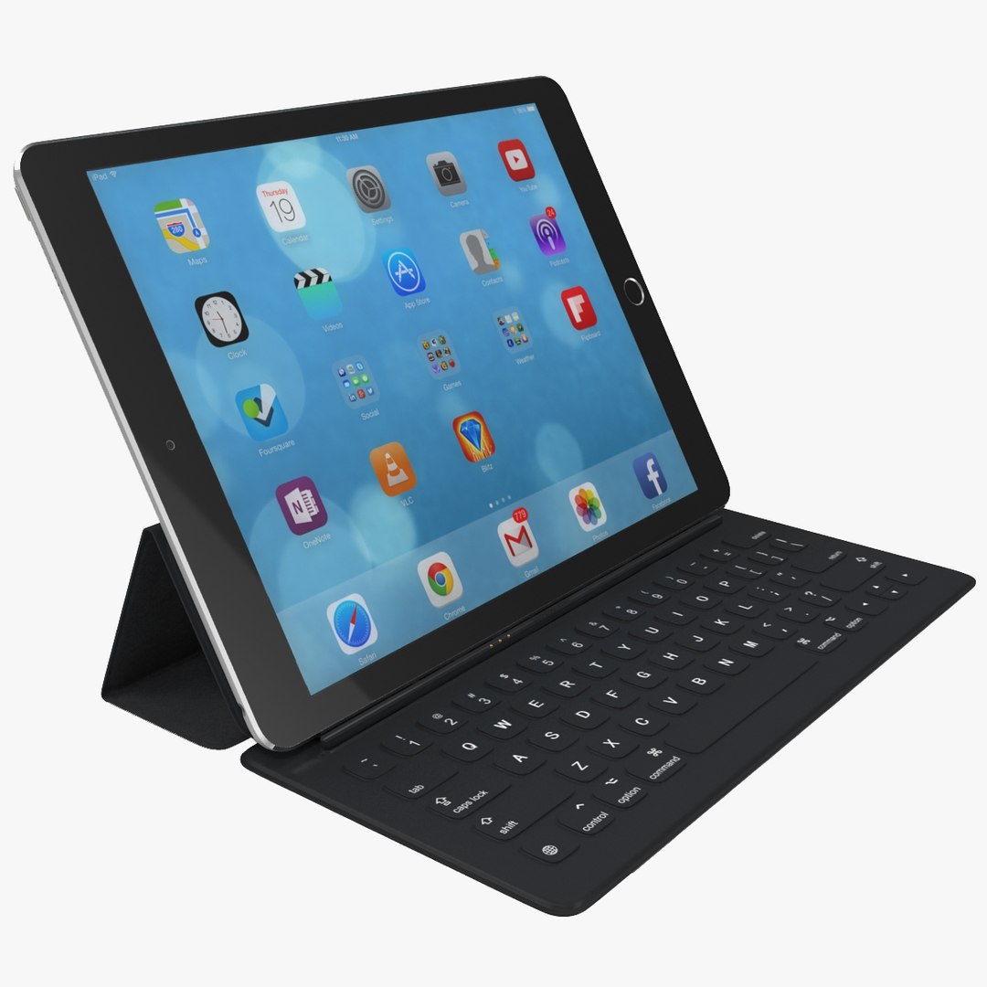 Ipad Pro and Apple Smart Keyboard Rigged 3D model preview