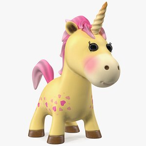 Yellow Cartoon Unicorn Neutral Pose