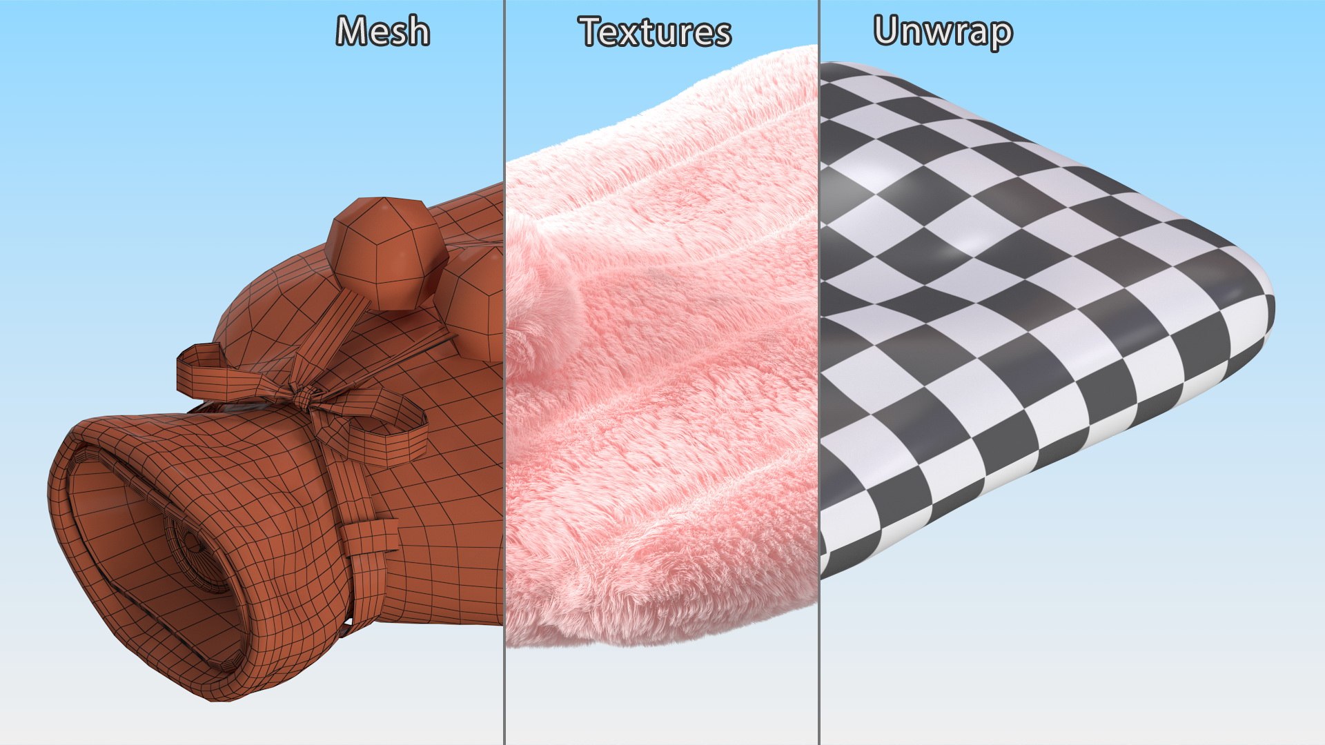 Hot Water Bladder Bag Striped Pink Fur 3D model TurboSquid 2168074
