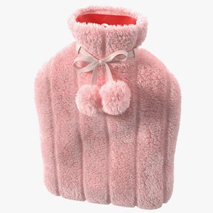 Hot Water Bladder Bag Striped Pink Fur 3D model