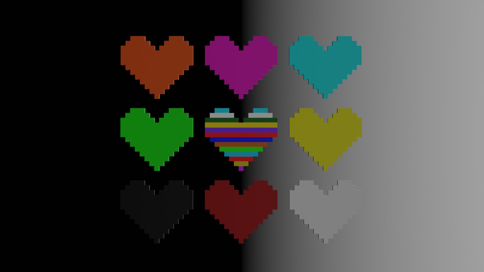 3D Pixel Heart - TurboSquid 2153344