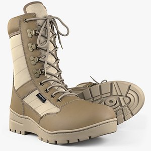 Brown Army Boots 8K PBR Textures 3D model