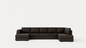 Optus U Sofa Large With Divan Left Dark Gray 3D model