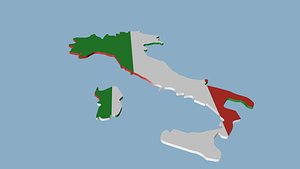 Map of Italy with flag 3D 3D