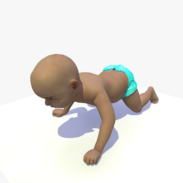 3D STATIC 3D MODEL OF A CRAWLING EURO 1 YR BABY TYPE 1 model