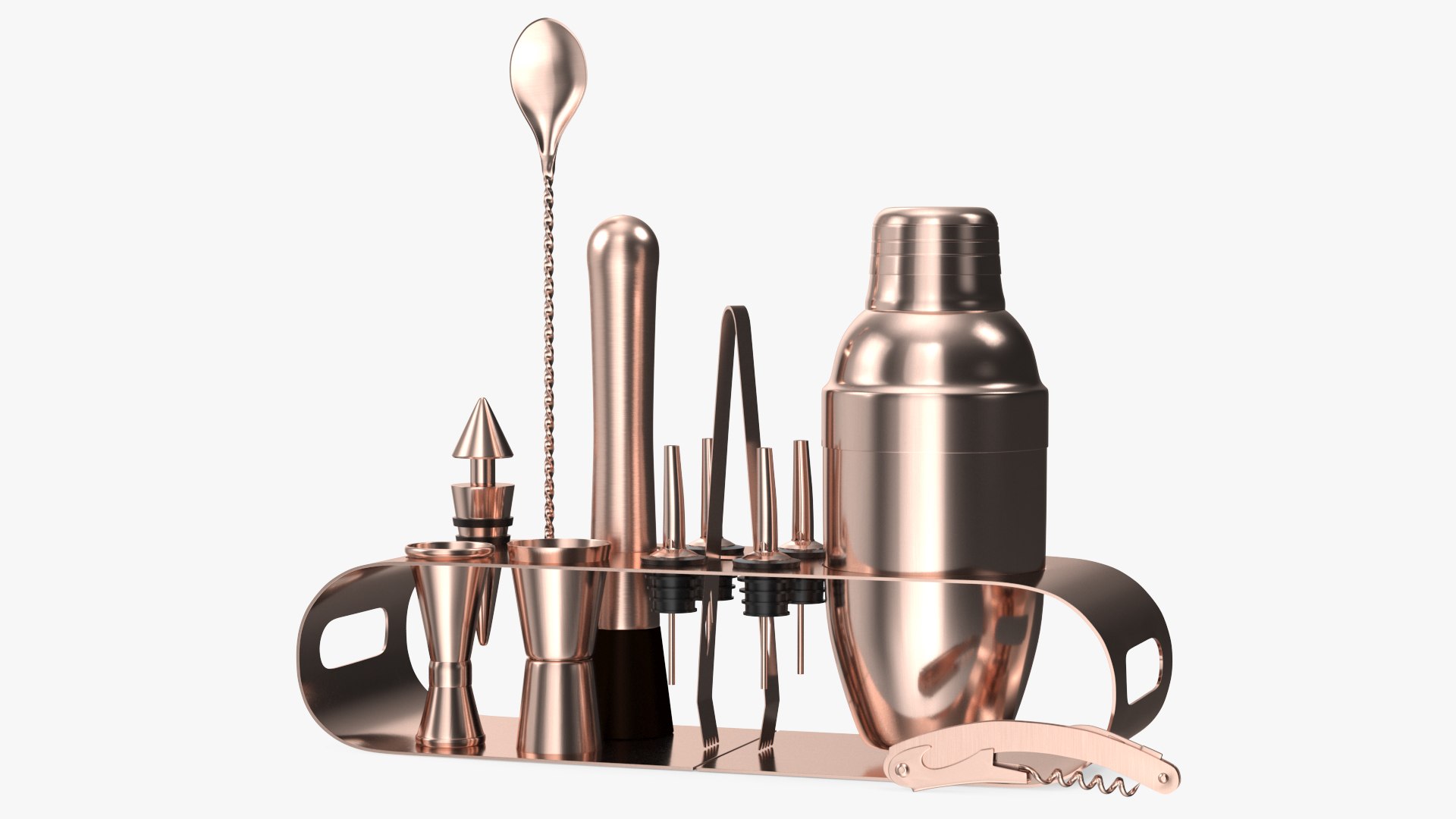 Bartender Kit 12 Piece Copper 3D model preview