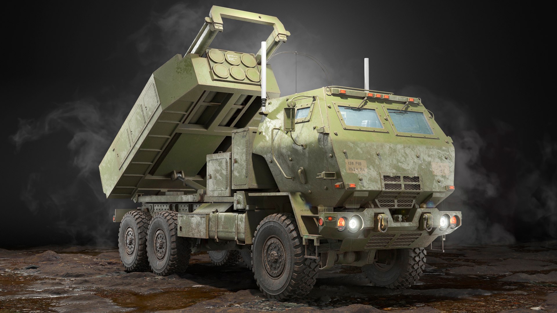 3D M142 HIMARS Rocket Launcher PBR model https://p.turbosquid.com/ts-thumb/nH/rvTR1a/eZ/6ps/jpg/1763563855/1920x1080/fit_q87/f572dbd94311b19e155d35cefec5a649100d7c04/6ps.jpg