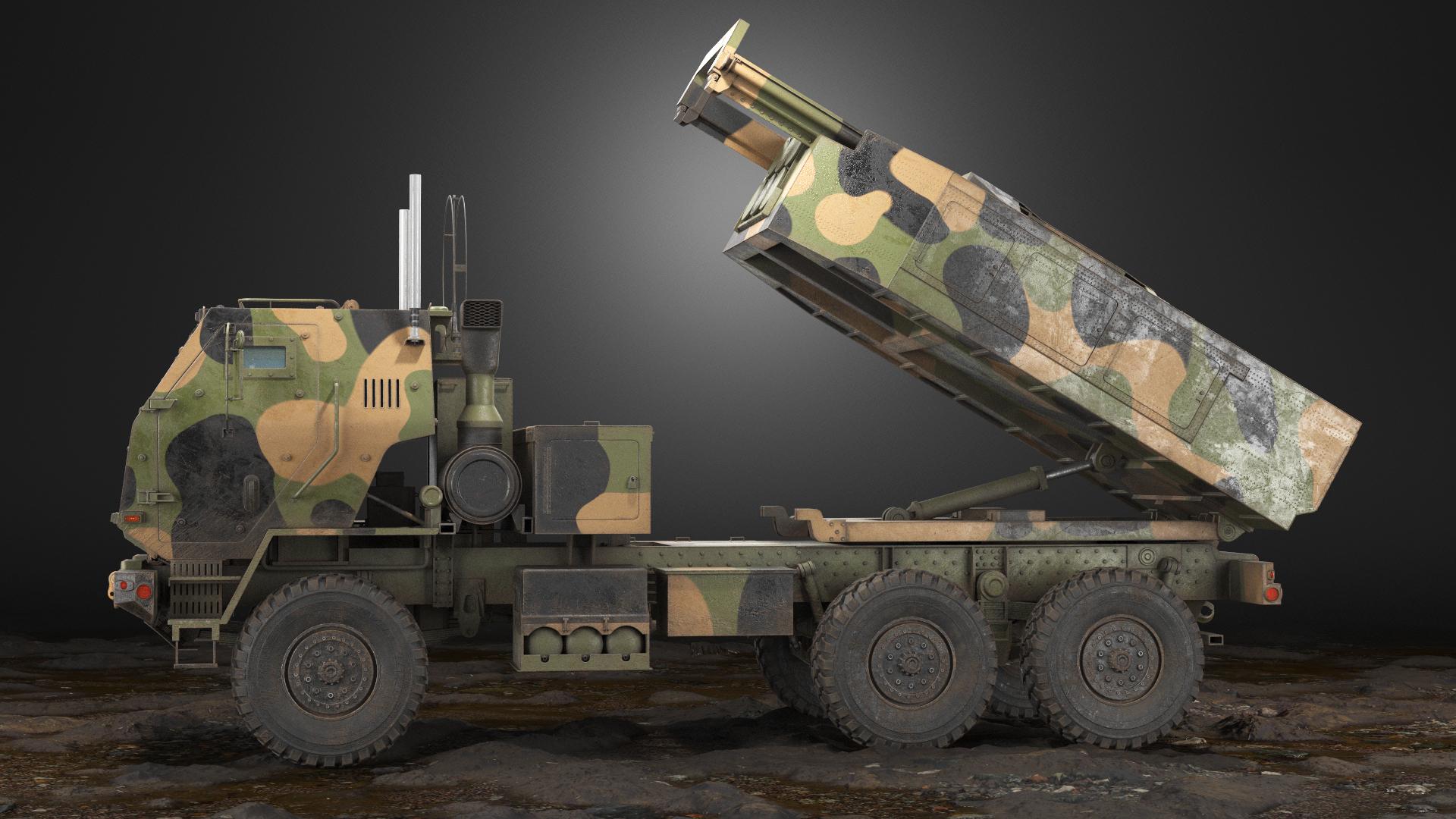 3D M142 HIMARS Rocket Launcher PBR model https://p.turbosquid.com/ts-thumb/nH/rvTR1a/jh/himarspbr/jpg/1763563932/1920x1080/turn_fit_q99/7df2878f717de1760487da929d1c7981c94eb085/himarspbr-1.jpg